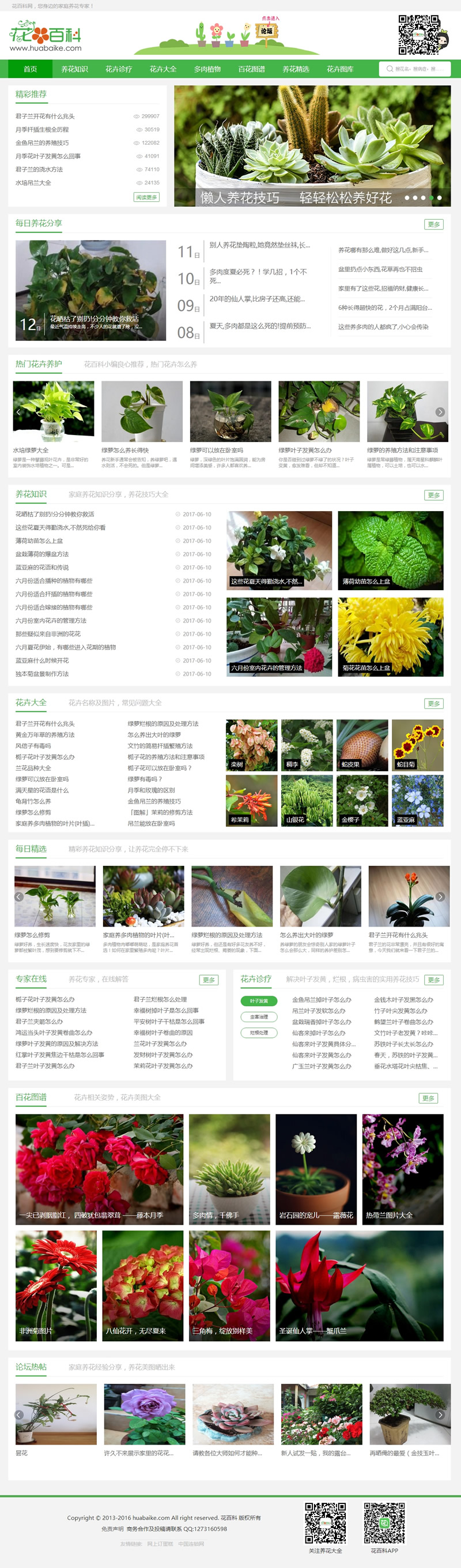 花百科 养花网站源码 养花技巧网站 pc+手机版 带火车头采集